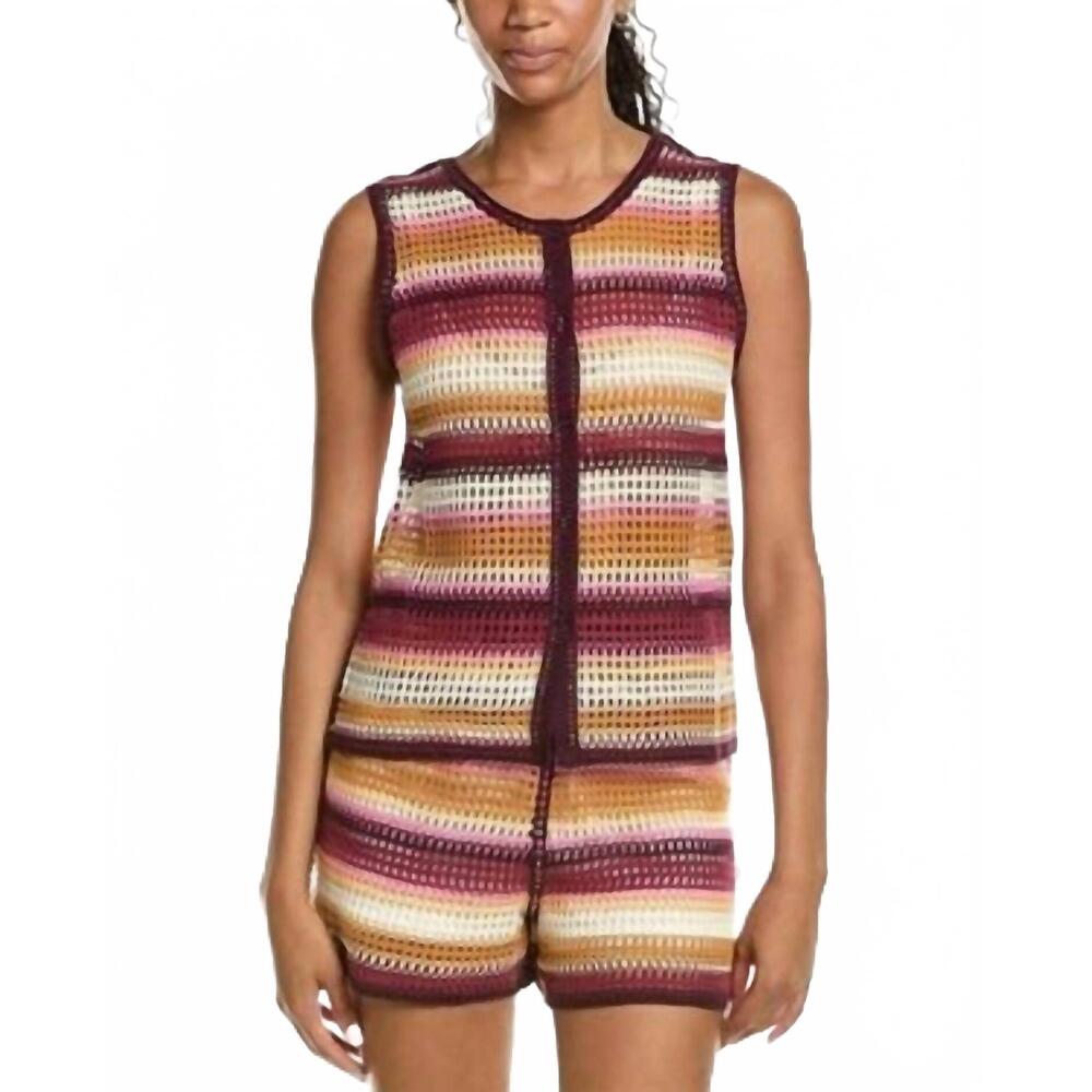 NEW ICHI coco crochet shorts in bordeaux multi